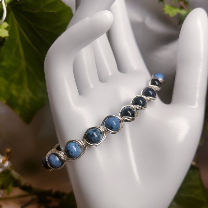 Bracelet Dumortierite -Quartz bleu - 6mm -pierre de l'esprit torturé