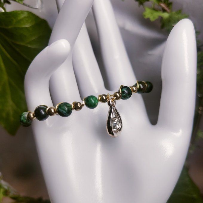 Bracelet émeraude -6mm -pierre du coeur pur