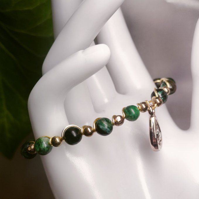 Bracelet émeraude -6mm -pierre du coeur pur