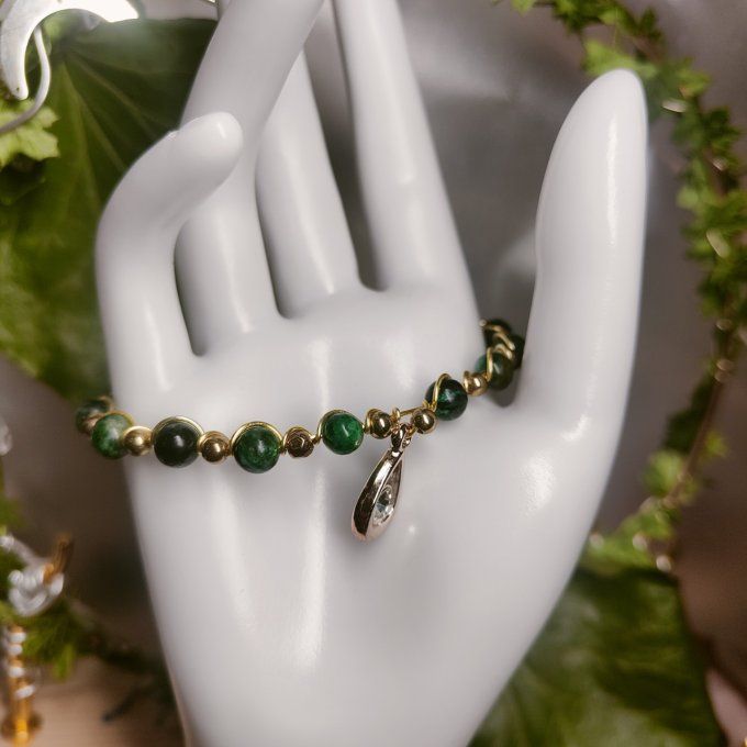 Bracelet émeraude -6mm -pierre du coeur pur