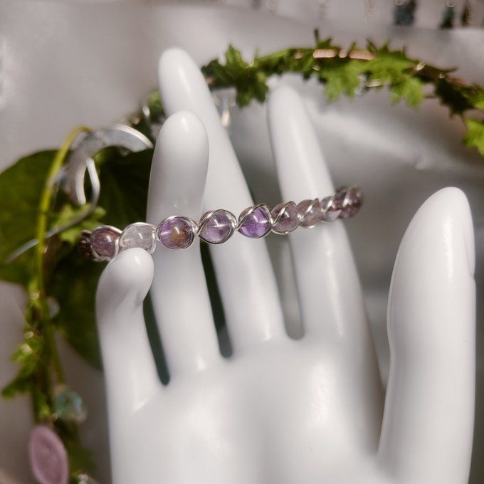 Cacoxenite-6mm Bracelet ✨Pierre d’Éveil & de Protection ✨