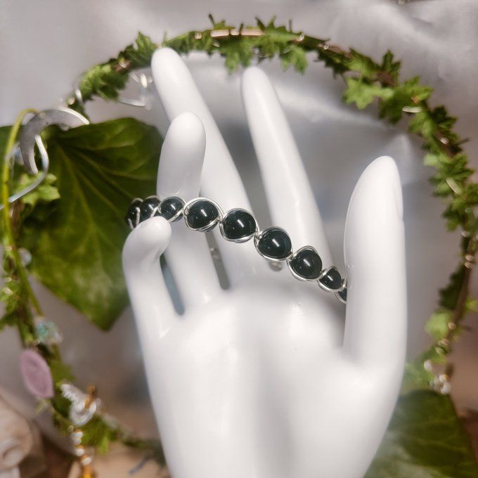 Obsidienne noire -argent 6/8 mm-✨le miroir de protection
