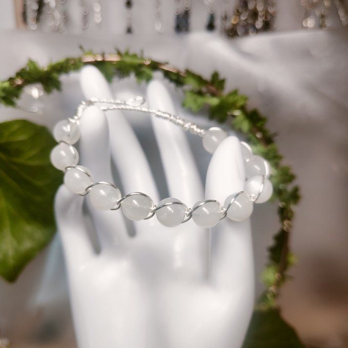 Pierre de lune - hecatolite 6/ 8 mm Bracelet✨Intuition, Féminité et Équilibre     ✨ 