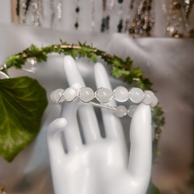 Pierre de lune - hecatolite 6/ 8 mm Bracelet✨Intuition, Féminité et Équilibre     ✨ 