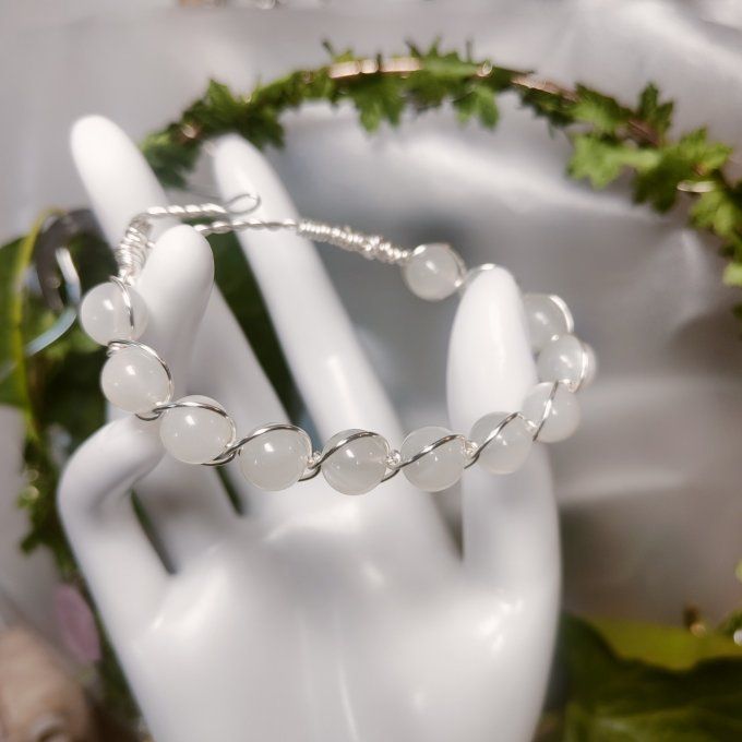 Pierre de lune - hecatolite 6/ 8 mm Bracelet✨Intuition, Féminité et Équilibre     ✨ 