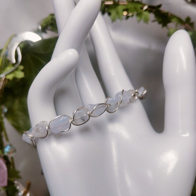 Bracelet CALCEDOINE blue Lace  - nuggets