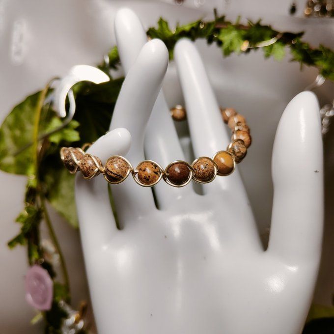 Bracelet jaspe paysage  - 6mm