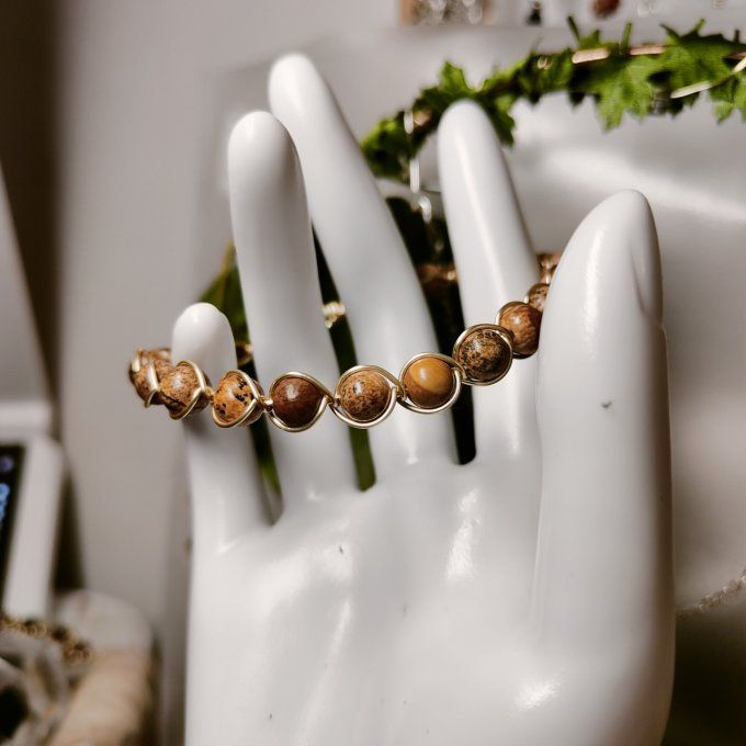 Bracelet jaspe paysage  - 6mm