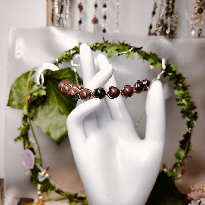 Bracelet obsidienne Acajou - 4/6/8 mm- la réconfortante 