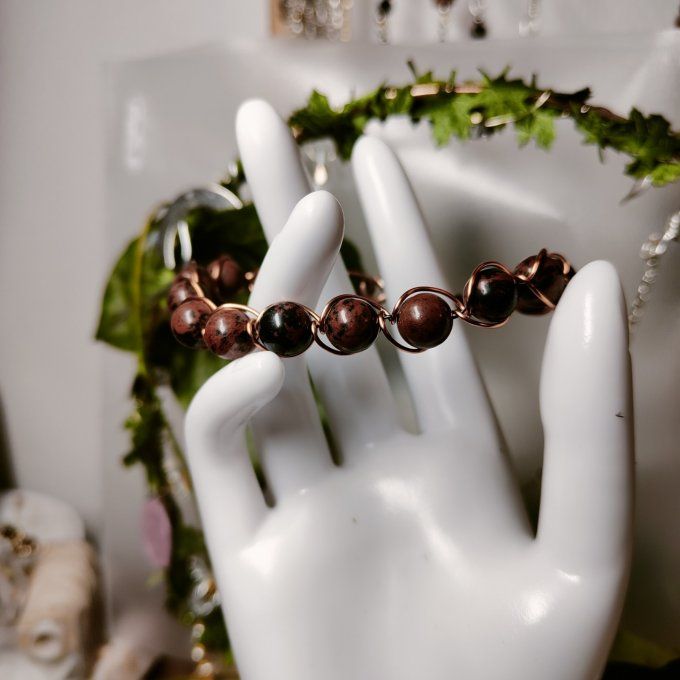 Bracelet obsidienne Acajou - 4/6/8 mm- la réconfortante 