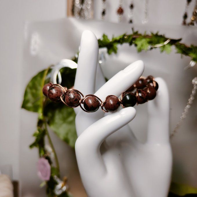 Bracelet obsidienne Acajou - 4/6/8 mm- la réconfortante 