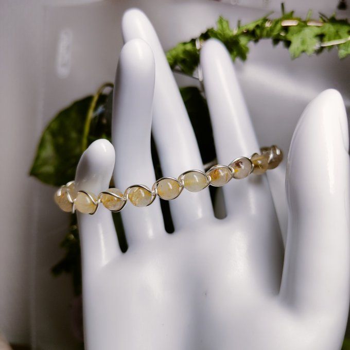 Bracelet quartz rutile  - 6mm