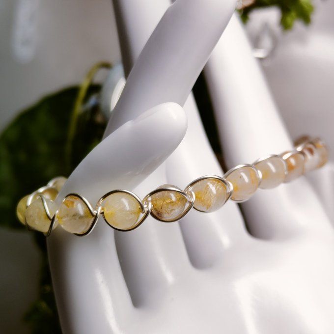 Bracelet quartz rutile  - 6mm