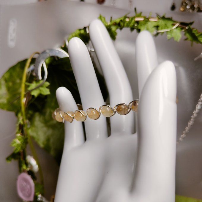 Bracelet quartz rutile  - 6mm
