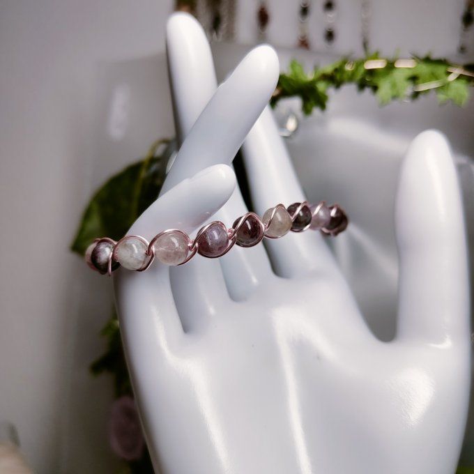 Bracelet rubellite ( Tourmaline rose ) - 6 mm