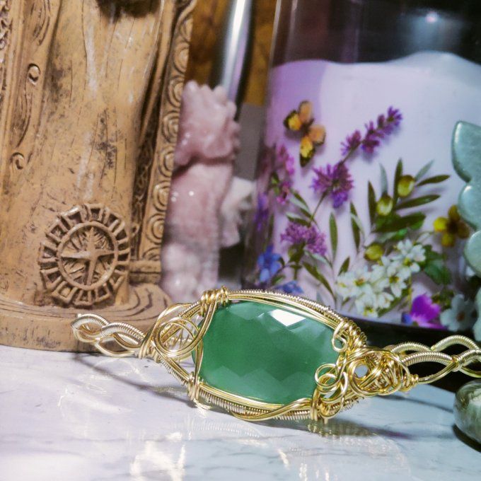 Bracelet Torsade Onyx verte -Bijou modulable ( option)