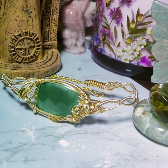 Bracelet Torsade Onyx verte -Bijou modulable ( option)