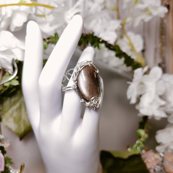 Bague Marquise ✨Pierre de soleil Lattice (heliolithe) Joie, Vitalité & Protection - visuel a venir 
