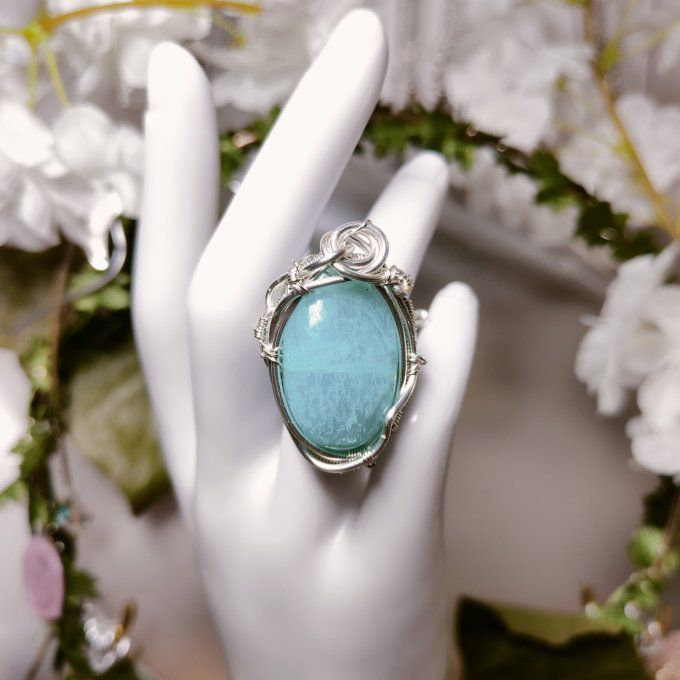 Amazonite – Bague Marquise ✨Pierre de Vérité et de Sérénité✨ 
