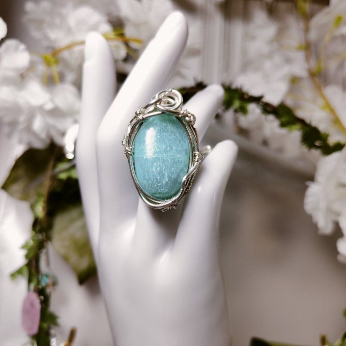 Amazonite – Bague Marquise ✨Pierre de Vérité et de Sérénité✨ 