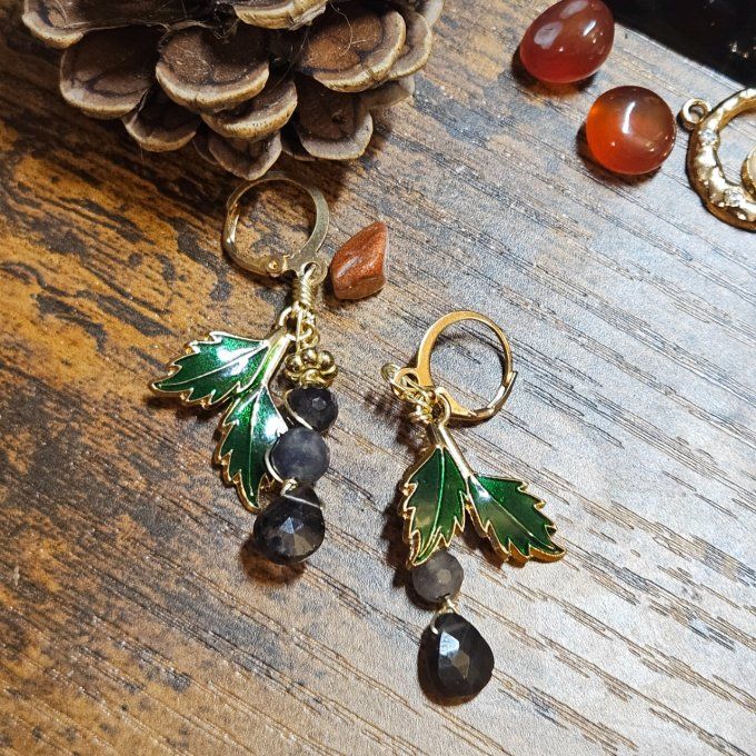Boucle d'oreille perle  Iolite (Cordierite) –✨ Saphir d'Eau : Pierre de Clarté et de Développement ✨