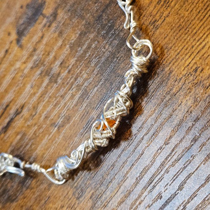 Collier Charms Opale de feu :pierre d'eveil