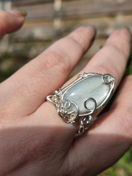 Bague Pierre de lune blanche ,hecatolite - feminin & medium - Copie