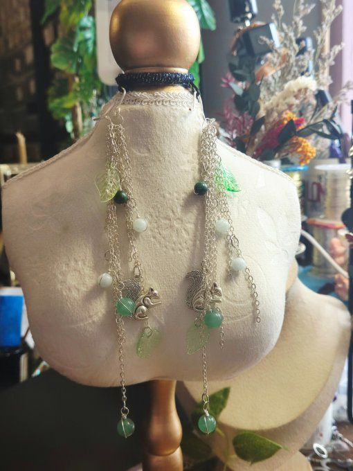 Boucle d'oreille cascade de perles 