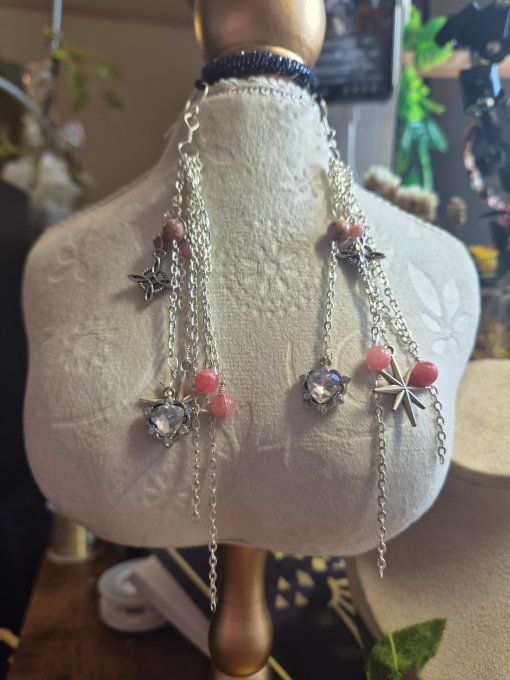 Boucle d'oreille cascade de perles 