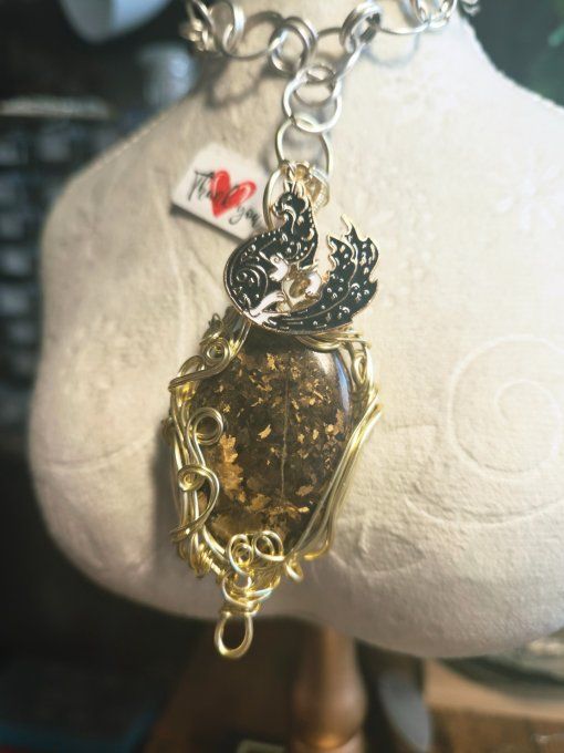 ✨ Amulette Bronzite -pendentif or coeur cuivre
