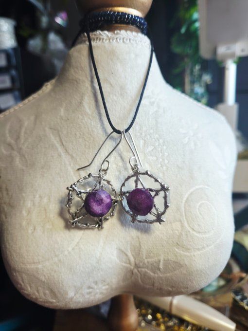 Boucle d’Oreille Sugilite - Paix Intérieure & Delivrance  
