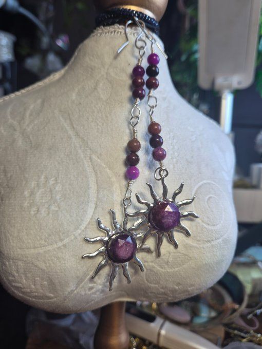 Boucle d’Oreille Sugilite - Paix Intérieure & Delivrance 