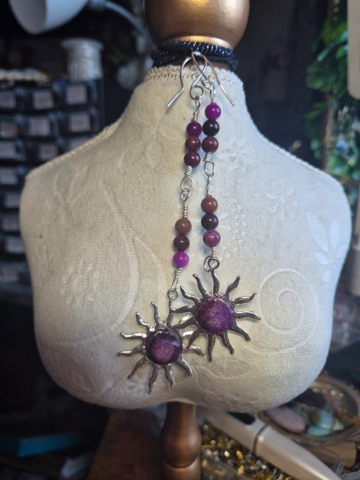 Boucle d’Oreille Sugilite - Paix Intérieure & Delivrance 