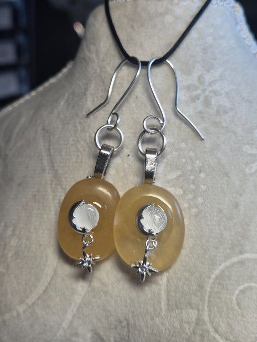 Boucle d’oreille Calcite jaune -Pierre de joie solaire 