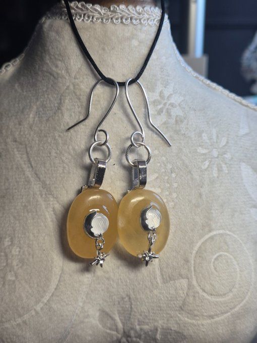 Boucle d’oreille Calcite jaune -Pierre de joie solaire 