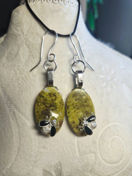 Boucles D’Oreille etoile Opale Verte  