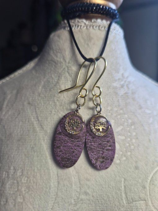 Boucle d’oreille stichtite serpentine : Compassion & Protection  - Copie
