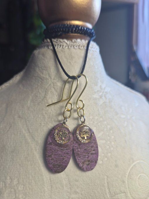 Boucle d’oreille stichtite serpentine : Compassion & Protection  - Copie