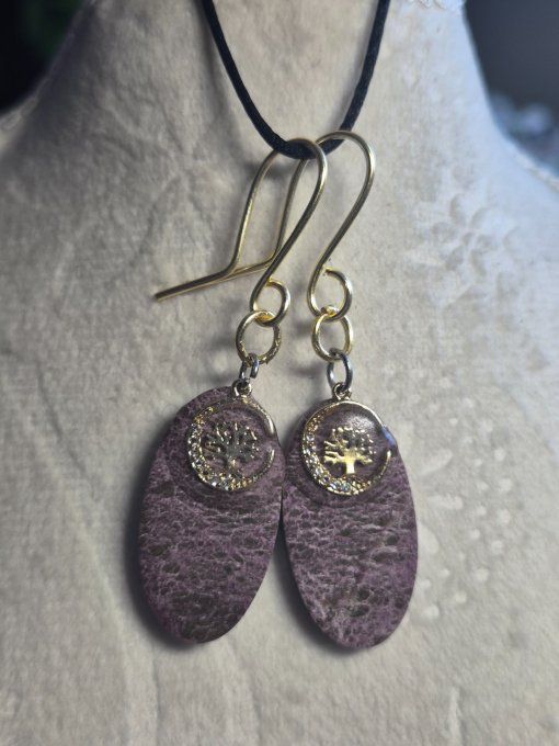 Boucle d’oreille stichtite serpentine : Compassion & Protection  - Copie