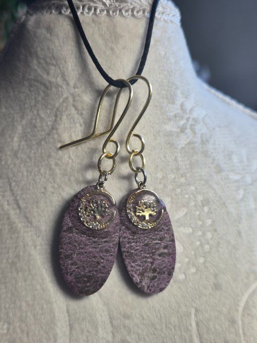 Boucle d’oreille stichtite serpentine : Compassion & Protection  - Copie