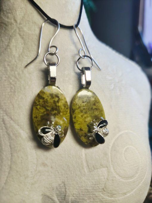 Boucles D’Oreille etoile Opale Verte  