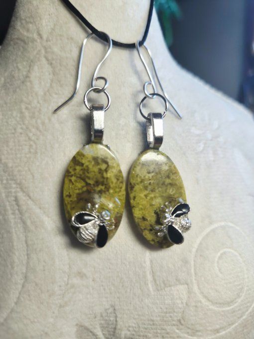 Boucles D’Oreille etoile Opale Verte  