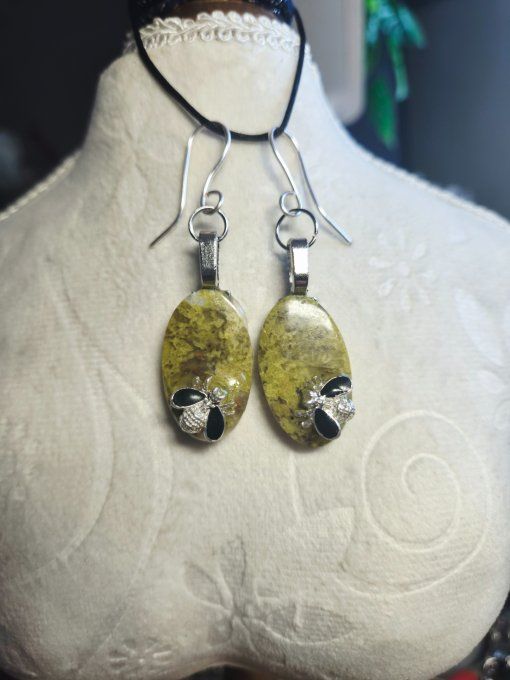 Boucles D’Oreille etoile Opale Verte  