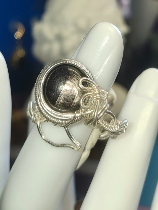 Bague hypersthène ajustable-silver Bronze  - Copie