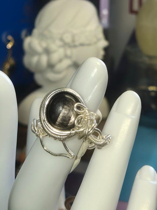 Bague hypersthène ajustable-silver Bronze  - Copie