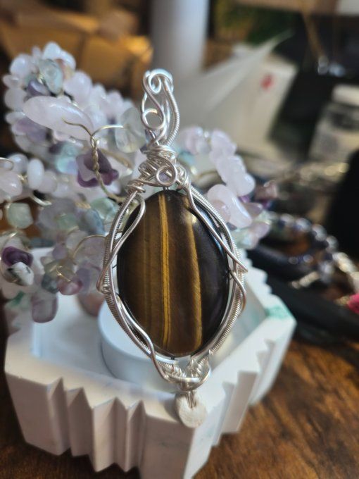 Pendentif Oeil de tigre ☀️Protection Solaire et Chance