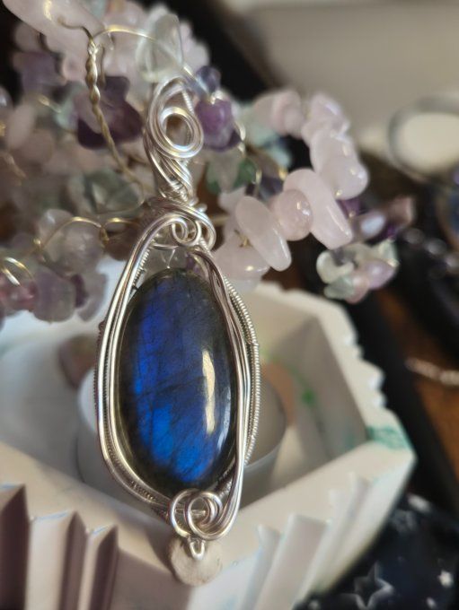 Pendentif argent Labradorite Bleue – Bijou De Protection Et D’Intuition - moyenne