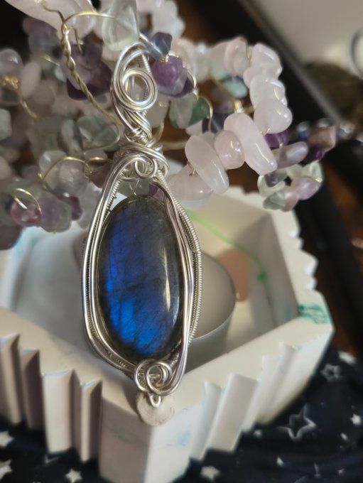 Pendentif argent Labradorite Bleue – Bijou De Protection Et D’Intuition - moyenne