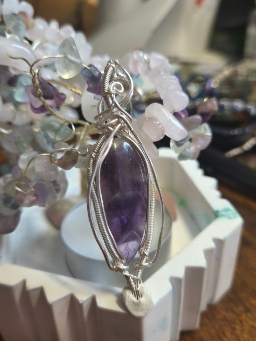 Pendentif Argent Cabochon Améthyste – Sérénité & Sagesse Spirituelle   
