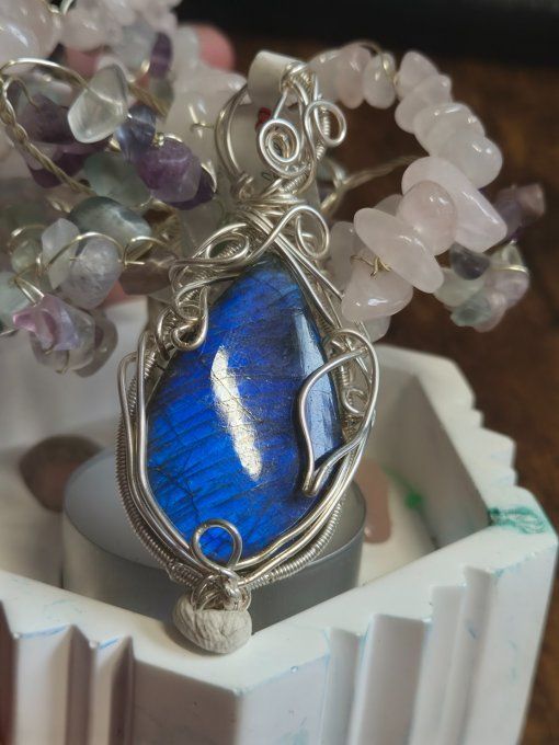 Pendentif argent Labradorite Bleue – Bijou De Protection Et D’Intuition -Grande